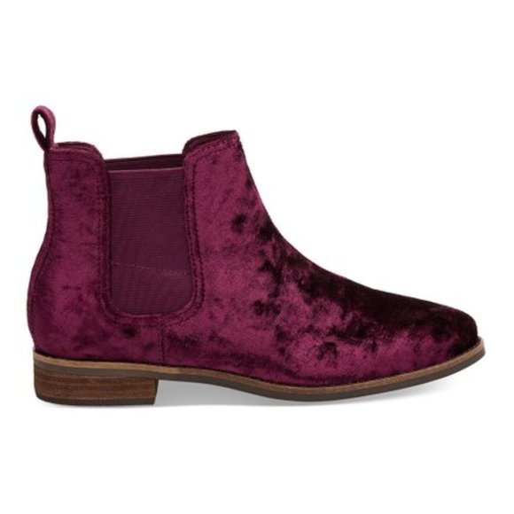 Toms Shoes - NEW Tom's Black Cherry Ella Velvet Bootie